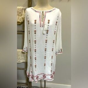 CASLON EUC Bohemian Embroidery Dress 2X Stretchy • Lined • Check Measurements